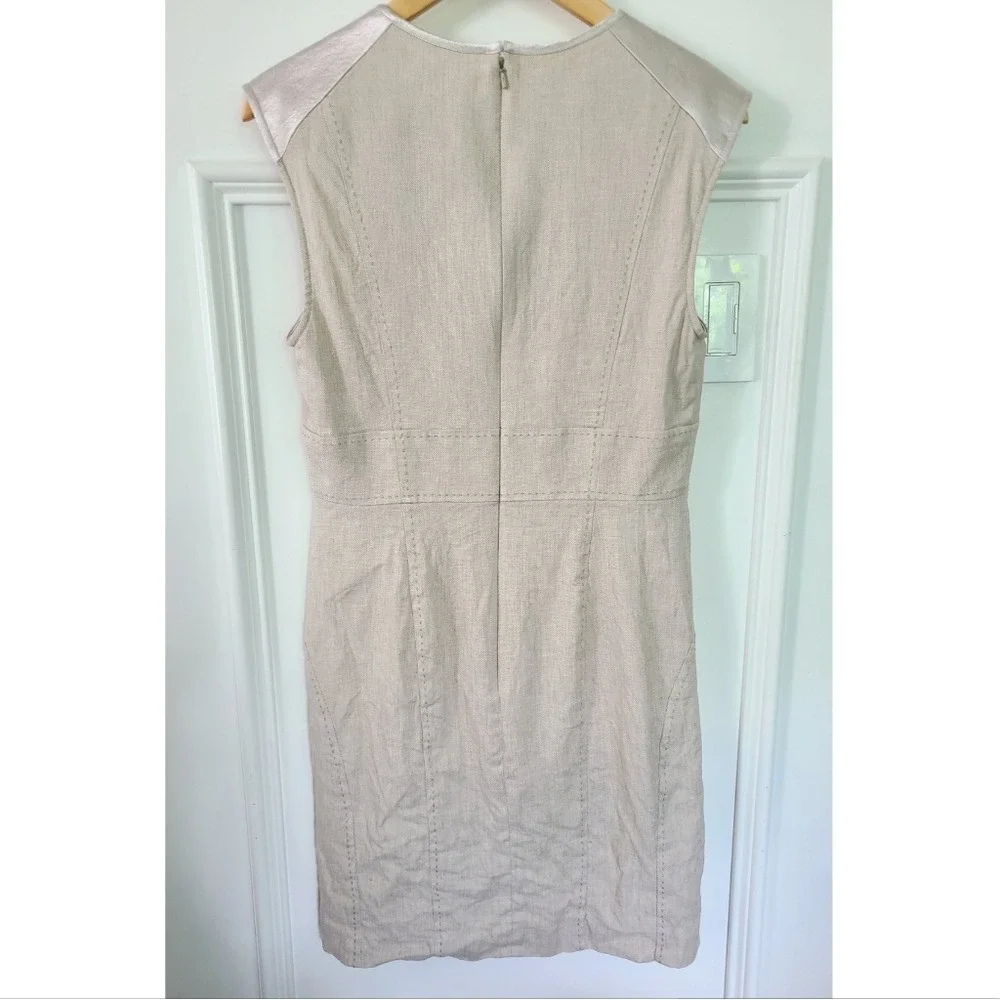 Bebe Beige Mixed Materials Gathered Bust Sheath Mini Dress 10‎ - Picture 4 of 7